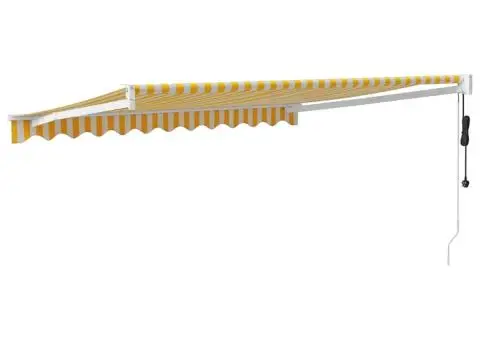 Copertină retractabilă automată, galben și alb, 3x2,5 m - 5/5