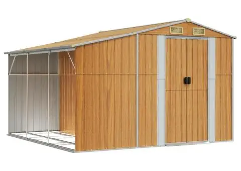 Șopron de grădină, maro deschis, 277x279x179 cm oțel galvanizat - 2/5