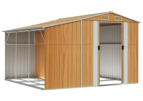 Șopron de grădină, maro deschis, 277x279x179 cm oțel galvanizat - 3/5