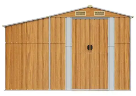 Șopron de grădină, maro deschis, 277x279x179 cm oțel galvanizat - 4/5