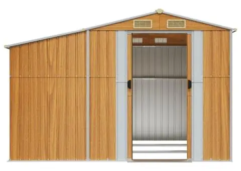 Șopron de grădină, maro deschis, 277x279x179 cm oțel galvanizat - 5/5