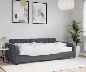 vidaXL Pat de zi cu saltea, gri închis, 100x200 cm, catifea