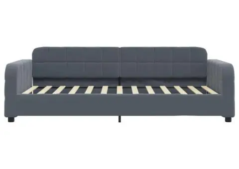 Pat de zi cu saltea, gri închis, 100x200 cm, catifea - 4/5
