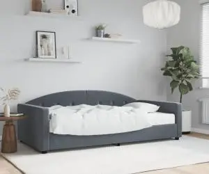 vidaXL Pat de zi cu saltea, gri închis, 100x200 cm, catifea