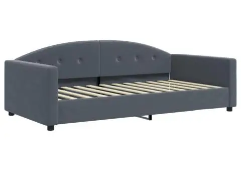 Pat de zi cu saltea, gri închis, 100x200 cm, catifea - 3/5