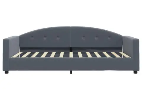 Pat de zi cu saltea, gri închis, 100x200 cm, catifea - 4/5