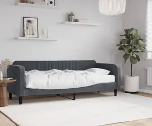 vidaXL Pat de zi cu saltea, gri închis, 80x200 cm, catifea