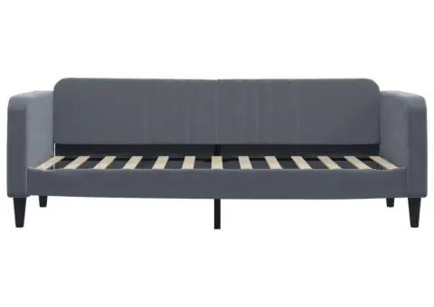 Pat de zi cu saltea, gri închis, 80x200 cm, catifea - 4/5