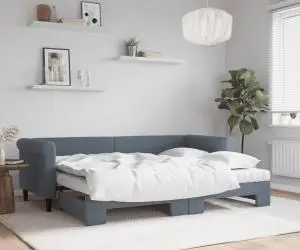 vidaXL Pat de zi cu extensie și saltele gri închis 80x200 cm catifea