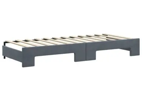 Pat de zi cu extensie și saltele gri închis 80x200 cm catifea - 5/5