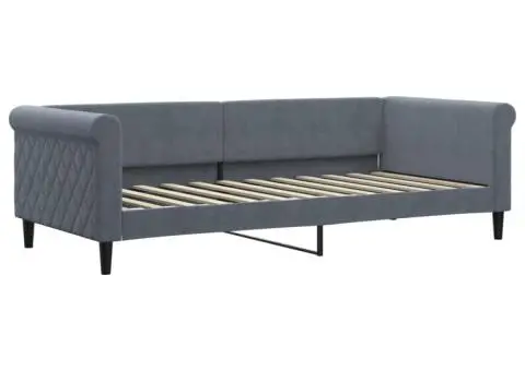 Pat de zi cu extensie și sertare gri închis 90x200 cm catifea - 4/5