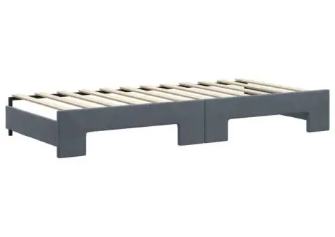 Pat de zi cu extensie și sertare gri închis 90x200 cm catifea - 5/5