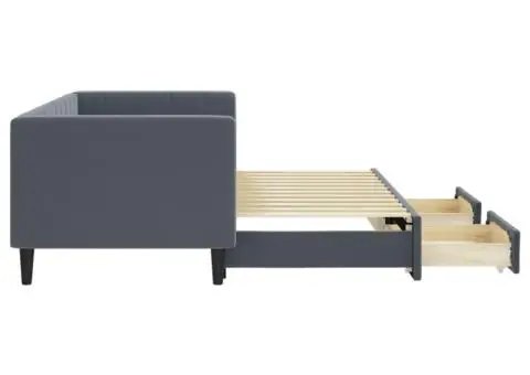 Pat de zi cu extensie și sertare gri închis 80x200 cm catifea - 4/5