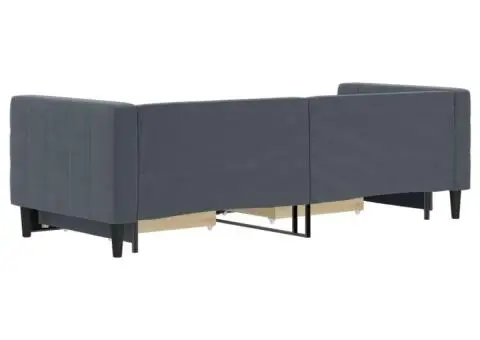 Pat de zi cu extensie și sertare gri închis 80x200 cm catifea - 5/5