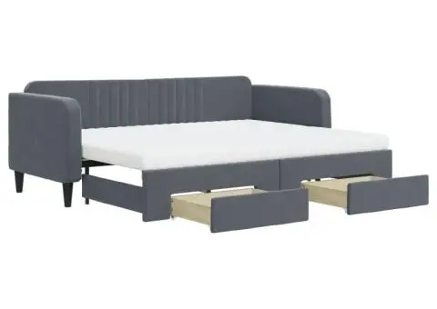 Pat de zi cu extensie și sertare gri închis 80x200 cm catifea - 2/5