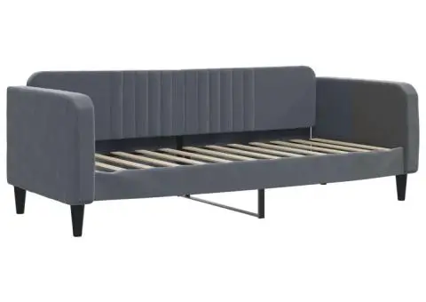 Pat de zi cu extensie și sertare gri închis 80x200 cm catifea - 4/5