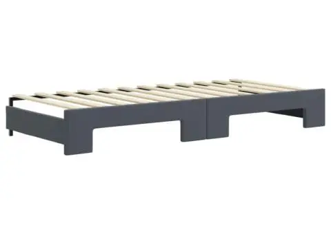 Pat de zi cu extensie și sertare gri închis 80x200 cm catifea - 5/5