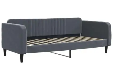 Pat de zi cu extensie și sertare gri închis 100x200cm catifea - 4/5