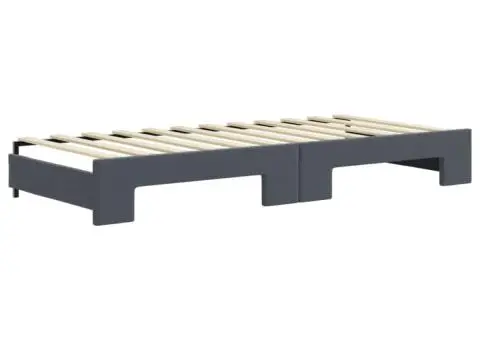 Pat de zi cu extensie și sertare gri închis 90x200 cm catifea - 5/5