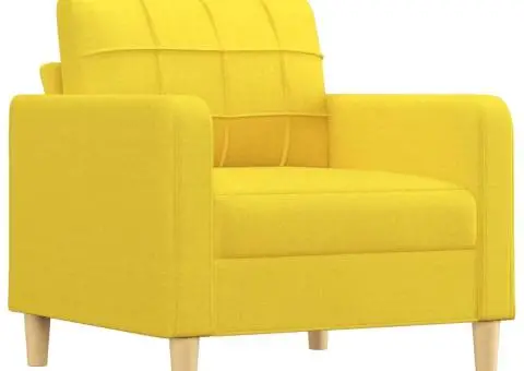 Set de canapele cu perne, 3 piese, galben deschis, textil - 3/5