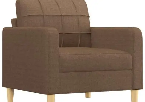 Set de canapele cu perne, 3 piese, maro, textil - 3/5