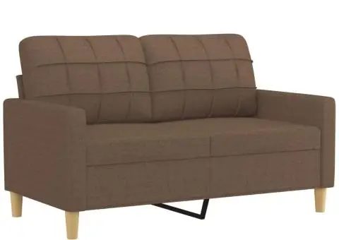 Set de canapele cu perne, 3 piese, maro, textil - 4/5