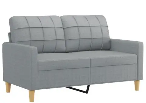 Set de canapele cu perne, 3 piese, gri deschis, textil - 3/5