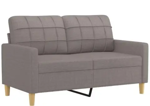 Set de canapele cu perne, 3 piese, gri taupe, textil - 3/5