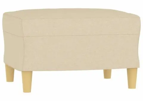 Set de canapele cu perne, 3 piese, crem, textil - 5/5