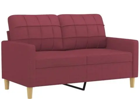 Set canapea cu perne, 2 piese, roșu vin, material textil - 3/5