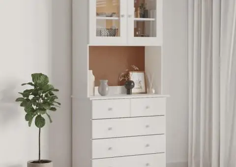 Dulap înalt ALTA, alb, 77x35x165 cm, lemn masiv de pin - 1/5