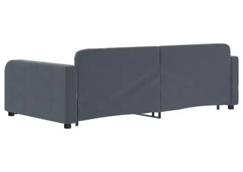 Pat de zi cu extensie și sertare gri închis 100x200cm catifea - 5/5