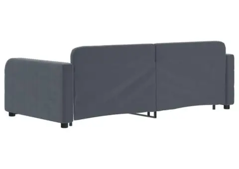 Pat de zi cu extensie și sertare, gri închis, 90x190cm catifea - 5/5