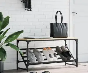 vidaXL Suport de pantofi, stejar sonoma, 90x30x45 cm, lemn prelucrat
