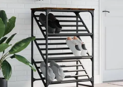 Pantofar, stejar fumuriu, 60x30x85 cm, lemn prelucrat - 1/5