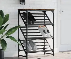 vidaXL Pantofar, stejar fumuriu, 60x30x85 cm, lemn prelucrat