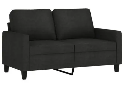 Set de canapele cu perne, 2 piese, negru, textil - 4/5