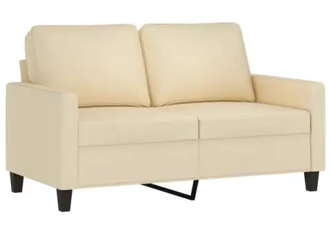 Set de canapele cu perne, 2 piese, crem, textil - 3/5