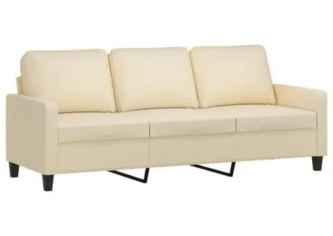 Set de canapele cu perne, 2 piese, crem, textil - 4/5