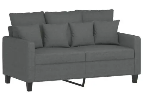 Set de canapele cu perne, 2 piese, gri închis, textil - 3/5