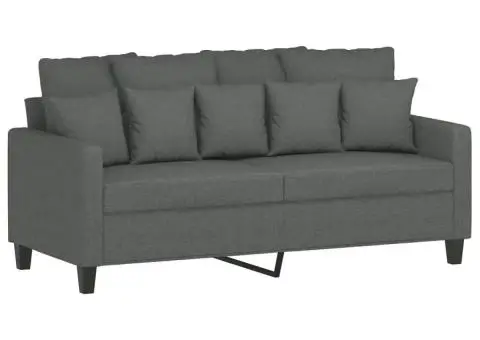 Set de canapele cu perne, 2 piese, gri închis, textil - 4/5