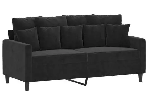 Set de canapele cu perne, 2 piese, negru, catifea - 4/5