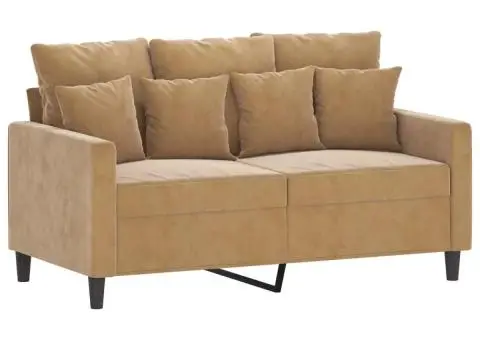 Set de canapele cu perne, 2 piese, maro, catifea - 3/5