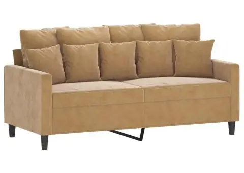 Set de canapele cu perne, 2 piese, maro, catifea - 4/5