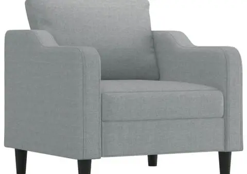 Set de canapele cu perne, 3 piese, gri deschis, textil - 3/5