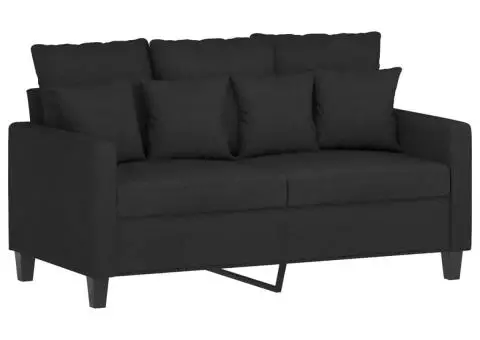 Set de canapele cu perne, 2 piese, negru, textil - 3/5