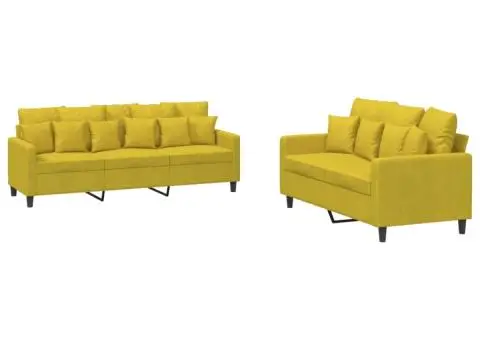 Set de canapele cu perne, 2 piese, galben, catifea - 2/5