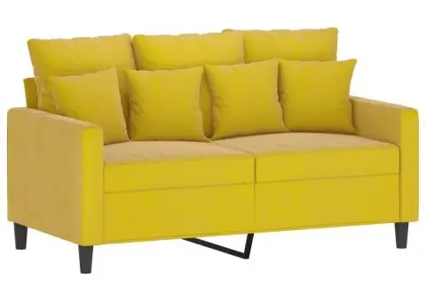 Set de canapele cu perne, 2 piese, galben, catifea - 3/5