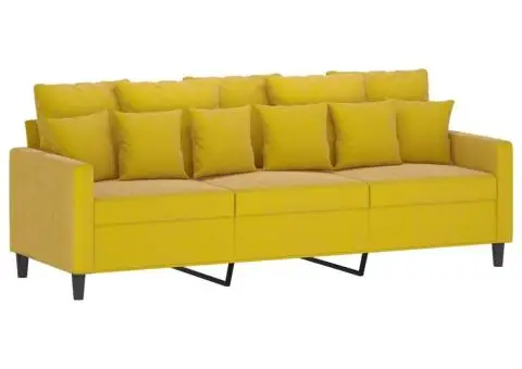 Set de canapele cu perne, 2 piese, galben, catifea - 4/5