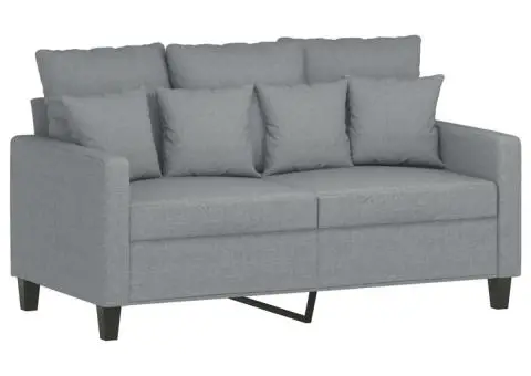 Set de canapele cu perne, 3 piese, gri deschis, textil - 3/5